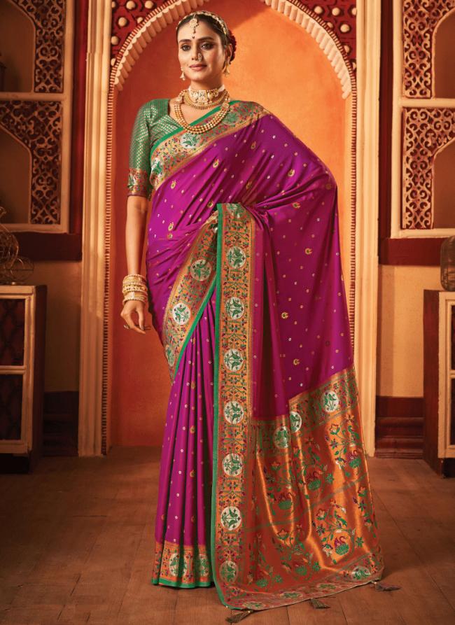 Banarasi Silk Magenta Wedding Wear Weaving Saree